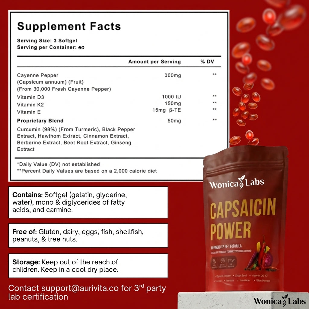 WonicaLabs Cayenne Circulation Softgels